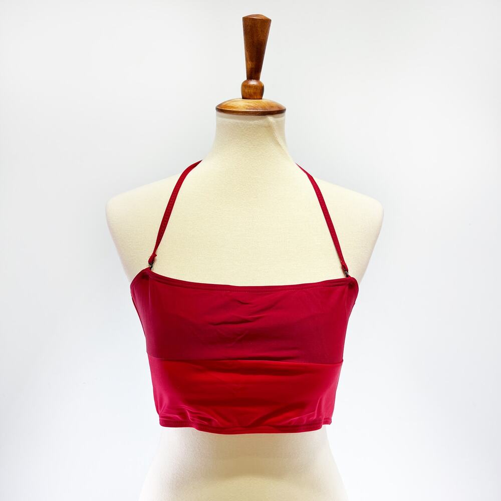 Kingdom & State bandeau swim bikini top red burgundy color block XL nwt